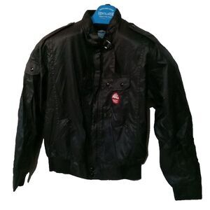 Vtg Mac Tools L Bomber Racing Jacket Windbreaker Zip Swingster Black USA NICE!